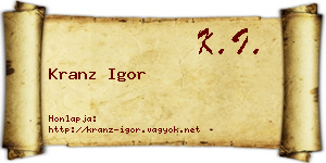 Kranz Igor névjegykártya